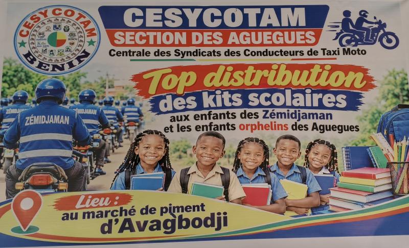 Aguégués : les zémidjan se mobilisent pour la réussite scolaire de leurs enfants